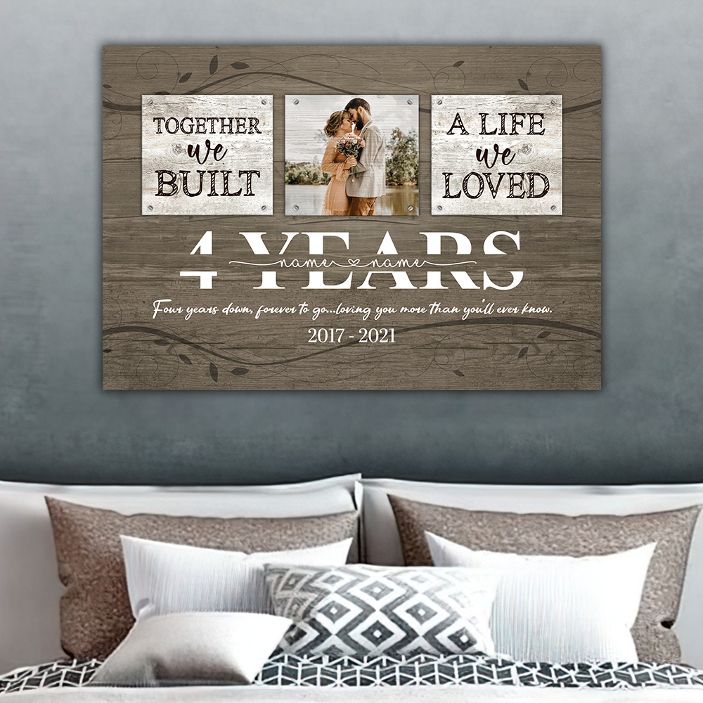 52714-Personalized 4 Year Anniversary Gift For Her Custom Photo, 4th Anniversary Gift For Him, Together We Built A Life Acrylic Print H2
