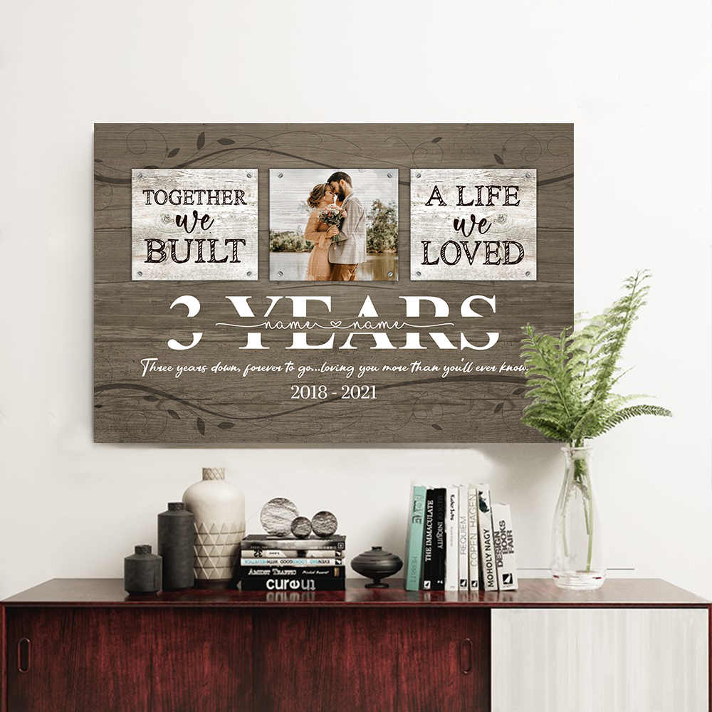 52680-Personalized 3 Year Anniversary Gift For Her Custom Photo, 3rd Anniversary Gift For Him, Together We Built A Life Acrylic Print H1
