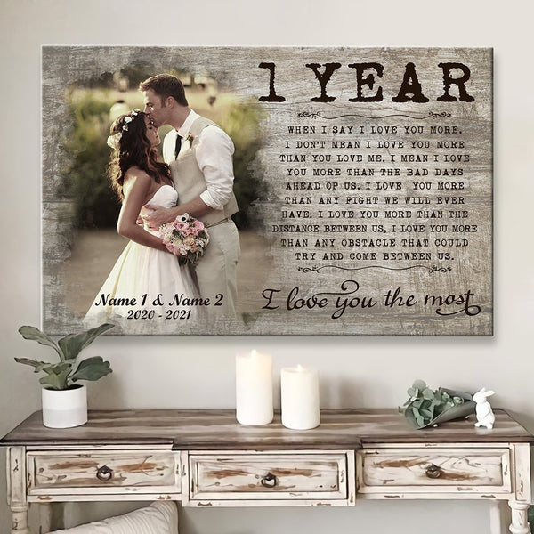1 Year Anniversary Personalized Canvas, First Wedding Anniversary Gift For  Wife, 1st Wedding Anniversary Gift For Husband - Stunning Gift Store