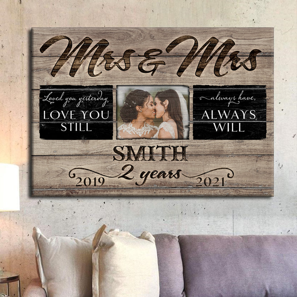 52980-Personalized 2 Years Anniversary Gift For Her, 2nd Anniversary Gift For Him, Mr & Mrs Custom Photo Canvas H0