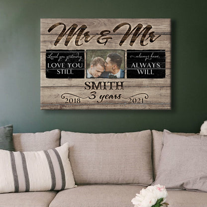 52994-Personalized 3 Years Anniversary Gift For Her, 3rd Anniversary Gift For Him, Mr & Mrs Custom Photo Canvas H3