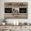 52993-Personalized 4 Years Anniversary Gift For Her, 4th Anniversary Gift For Him, Mr &amp; Mrs Custom Photo Canvas H2