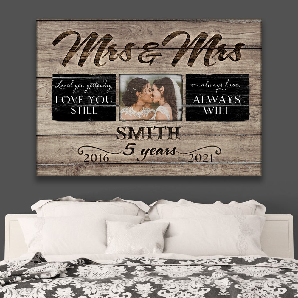 52992-Personalized 5 Years Anniversary Gift For Her, 5th Anniversary Gift For Him, Mr & Mrs Custom Photo Canvas H2