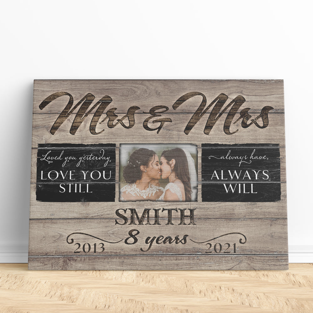 53009-Personalized 8 Years Anniversary Gift For Her, 8th Anniversary Gift For Him, Mr & Mrs Custom Photo Canvas H0