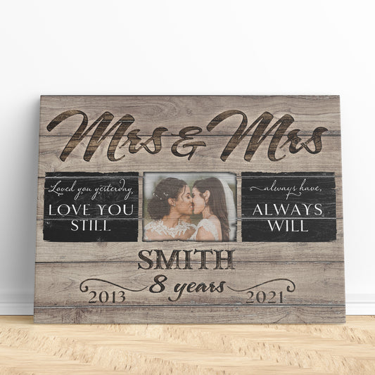 53004-Personalized 8 Years Anniversary Gift For Her, 8th Anniversary Gift For Him, Mr & Mrs Custom Photo Canvas H0