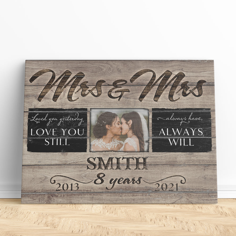 53004-Personalized 8 Years Anniversary Gift For Her, 8th Anniversary Gift For Him, Mr & Mrs Custom Photo Canvas H0