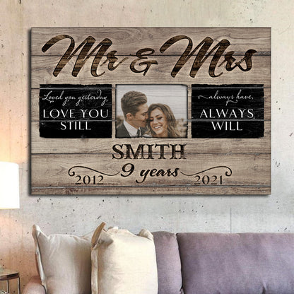 53012-Personalized 9 Years Anniversary Gift For Her, 9th Anniversary Gift For Him, Mr & Mrs Custom Photo Canvas H2