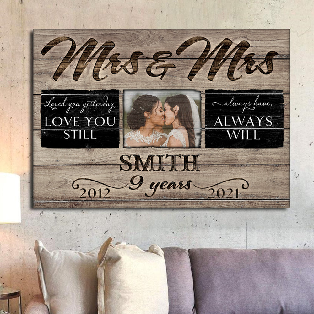 52999-Personalized 9 Years Anniversary Gift For Her, 9th Anniversary Gift For Him, Mr & Mrs Custom Photo Canvas H0