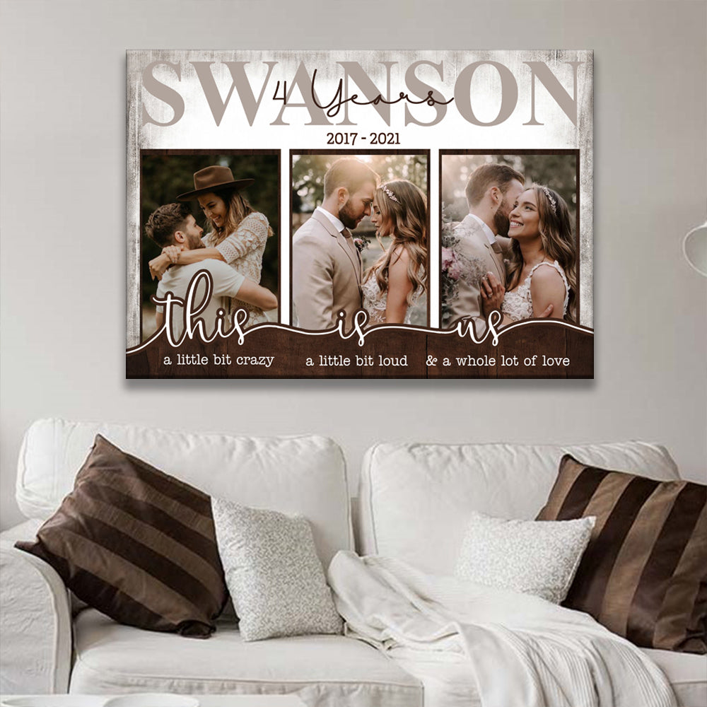 Personalized 4th Wedding Anniversary Gift For Her, 4 Years Anniversary Gift For Him, A Little Bit Crazy Canvas