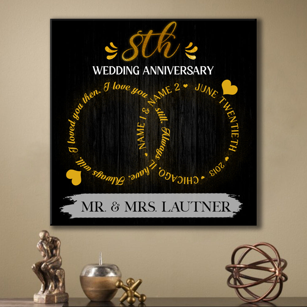 53698-Personalized 8th Wedding Anniversary Gift For Her, 8 Years Anniversary Gift For Him, I Loved You Then Canvas H1