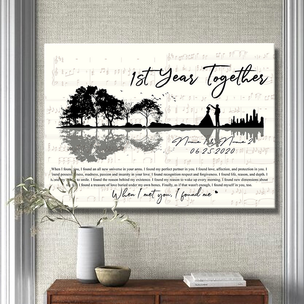 54378-Personalized First Wedding Anniversary Gift For Wife, 1st Anniversary Gift For Him, 1 Year Married, When I Found You Canvas H1