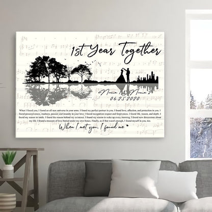54374-Personalized First Wedding Anniversary Gift For Wife, 1st Anniversary Gift For Him, 1 Year Married, When I Found You Canvas H0
