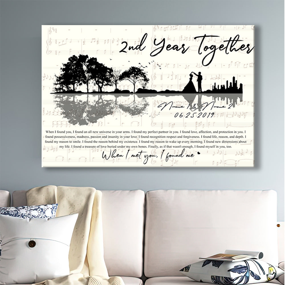 54384-Personalized Cotton Wedding Anniversary Gift For Wife, 2nd Anniversary Gift For Him, 2 Years Married, When I Found You Canvas H0