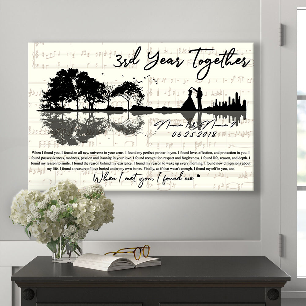 54382-Personalized Leather Wedding Anniversary Gift For Wife, 3rd Anniversary Gift For Him, 3 Years Married, When I Found You Canvas H0