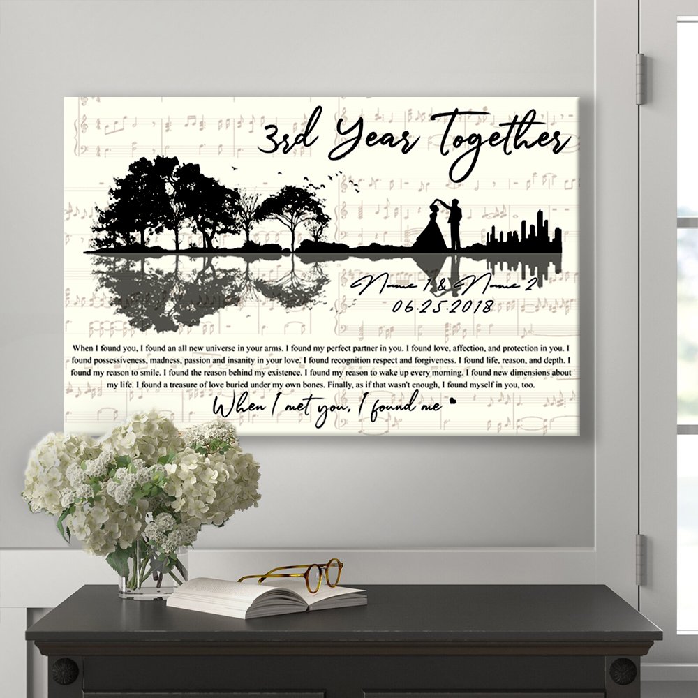 Personalized Leather Wedding Anniversary Gift For Wife, 3rd Anniversary Gift For Him, 3 Years Married, When I Found You Canvas