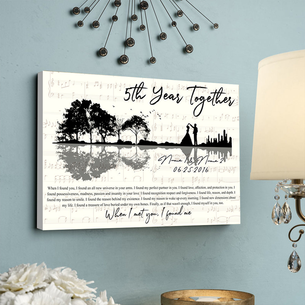 54369-Personalized Wood Wedding Anniversary Gift For Wife, 5th Anniversary Gift For Him, 5 Years Married, When I Found You Canvas H0