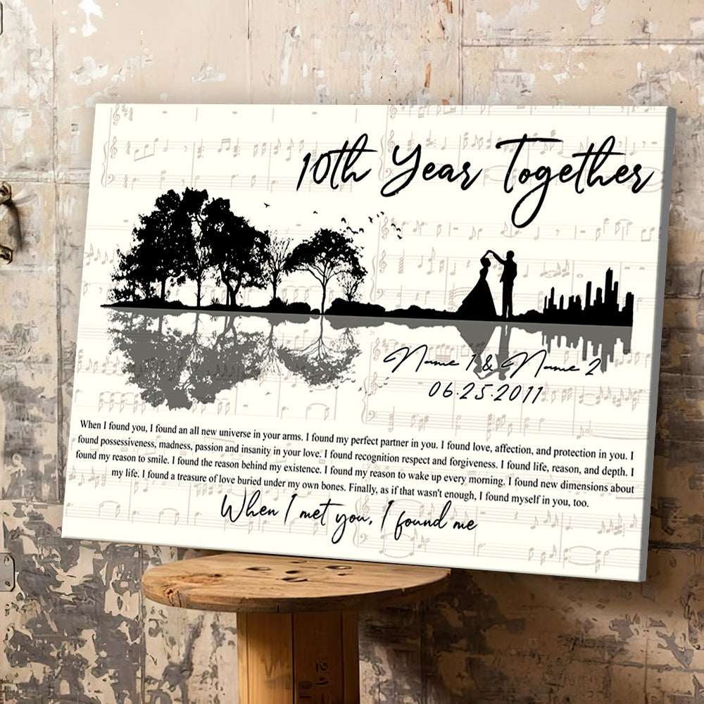 54385-Personalized Tin Wedding Anniversary Gift For Wife, 10th Anniversary Gift For Him, 10 Years Married, When I Found You Canvas H0