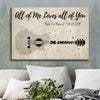 54406-Personalized Second Wedding Anniversary Gift For Wife, 2nd Anniversary Gift For Him, 2 Years Married, Custom Wedding Song Lyric Guitar Canvas H0