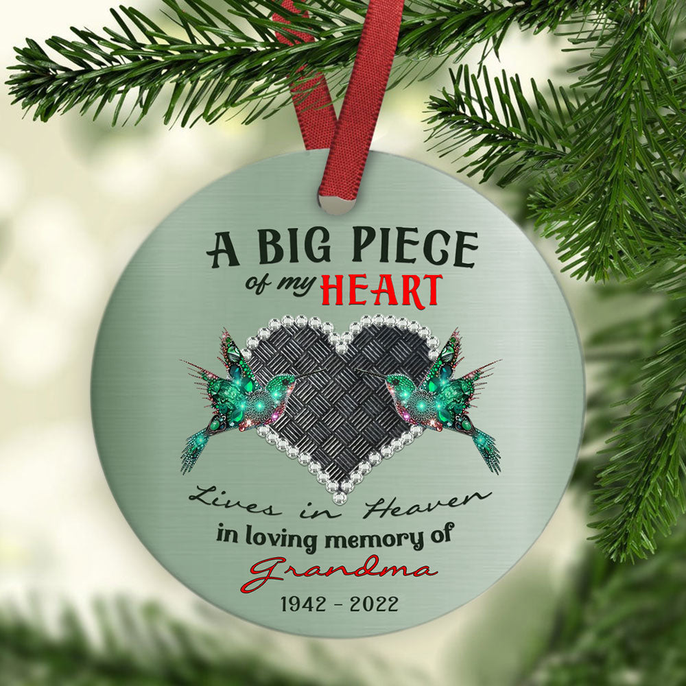 Personalized In Loving Memory Christmas Ornament, A Big Piece Of My Heart Lives In Heaven Ornament