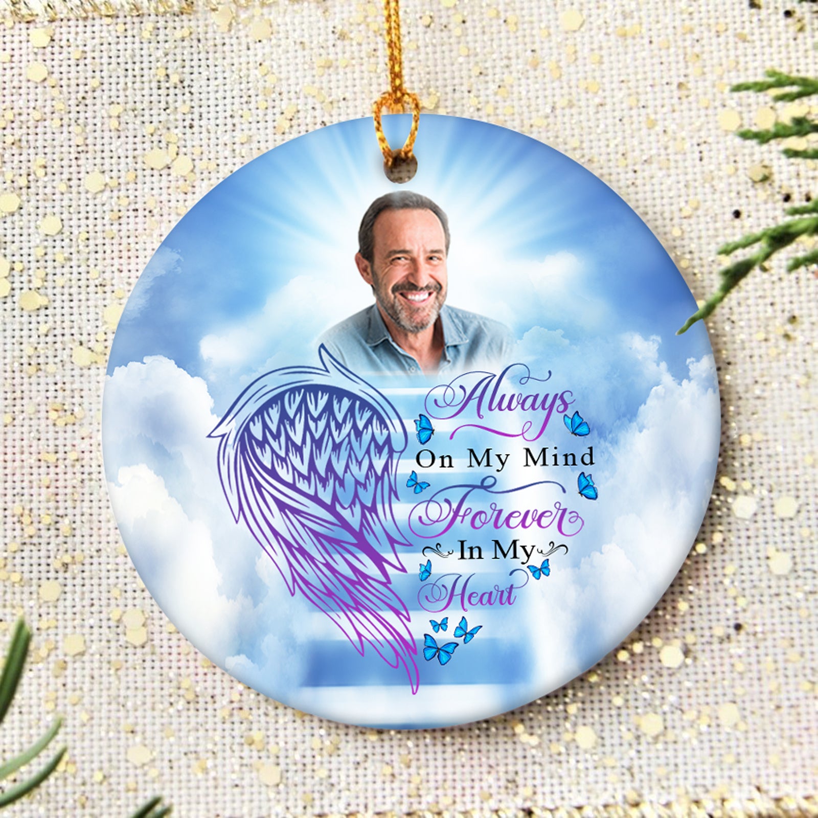 55497-Personalized Gifts For Loss Of Husband, Sympathy Gift Loss of Loved One Ornament, Forever In Our Hearts Ornament H0