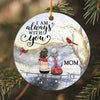 55516-Personalized Memorial Mom Christmas Ornament, Loss Of Mom, Daughter And Mother With Wings Ornament H1