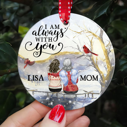 55514-Personalized Memorial Mom Christmas Ornament, Loss Of Mom, Daughter And Mother With Wings Ornament H0