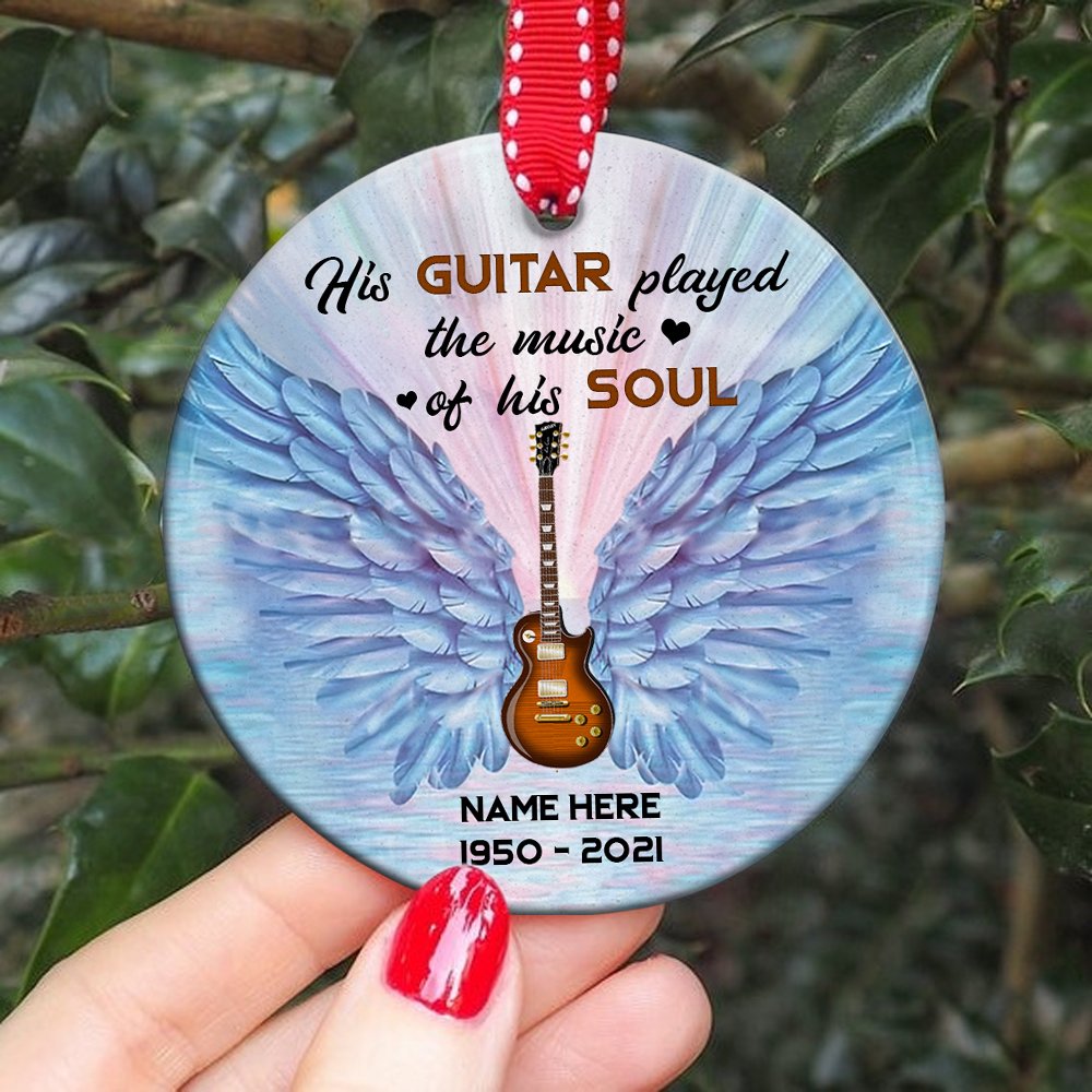 55726-Personalized Guitar Player Memorial Christmas Ornament, Guitarist Sympathy Ornament H0