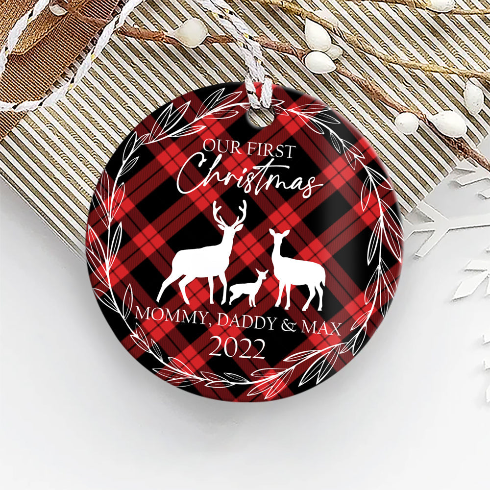 Personalized New Family First Christmas Ornament, Gift For New Mom New Dad, Family Members Ornament