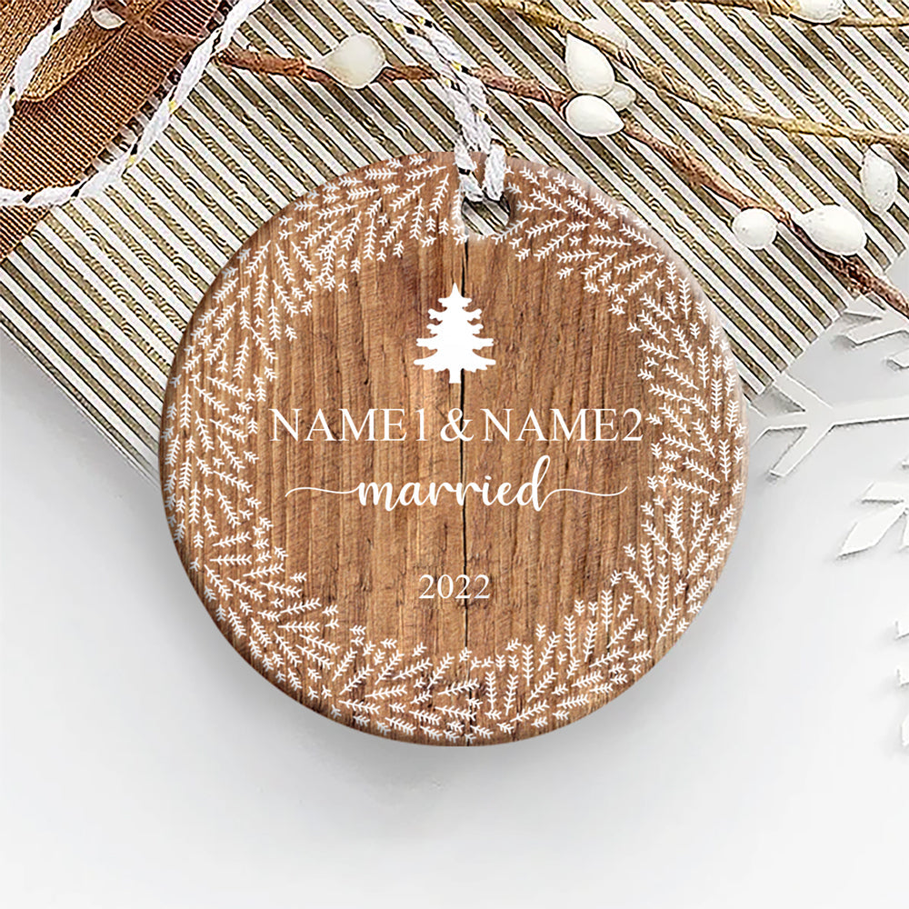 Personalized Our First Christmas Married Ornament, Wedding Gift With Names, Married Couple Ornament