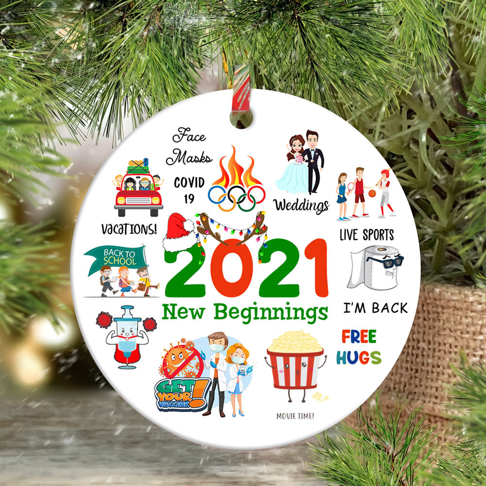 56075-2021 Ornament, New Beginnings 2021 Memories Ornaments, Pandemic Commemorative Year In Review Ornament H1