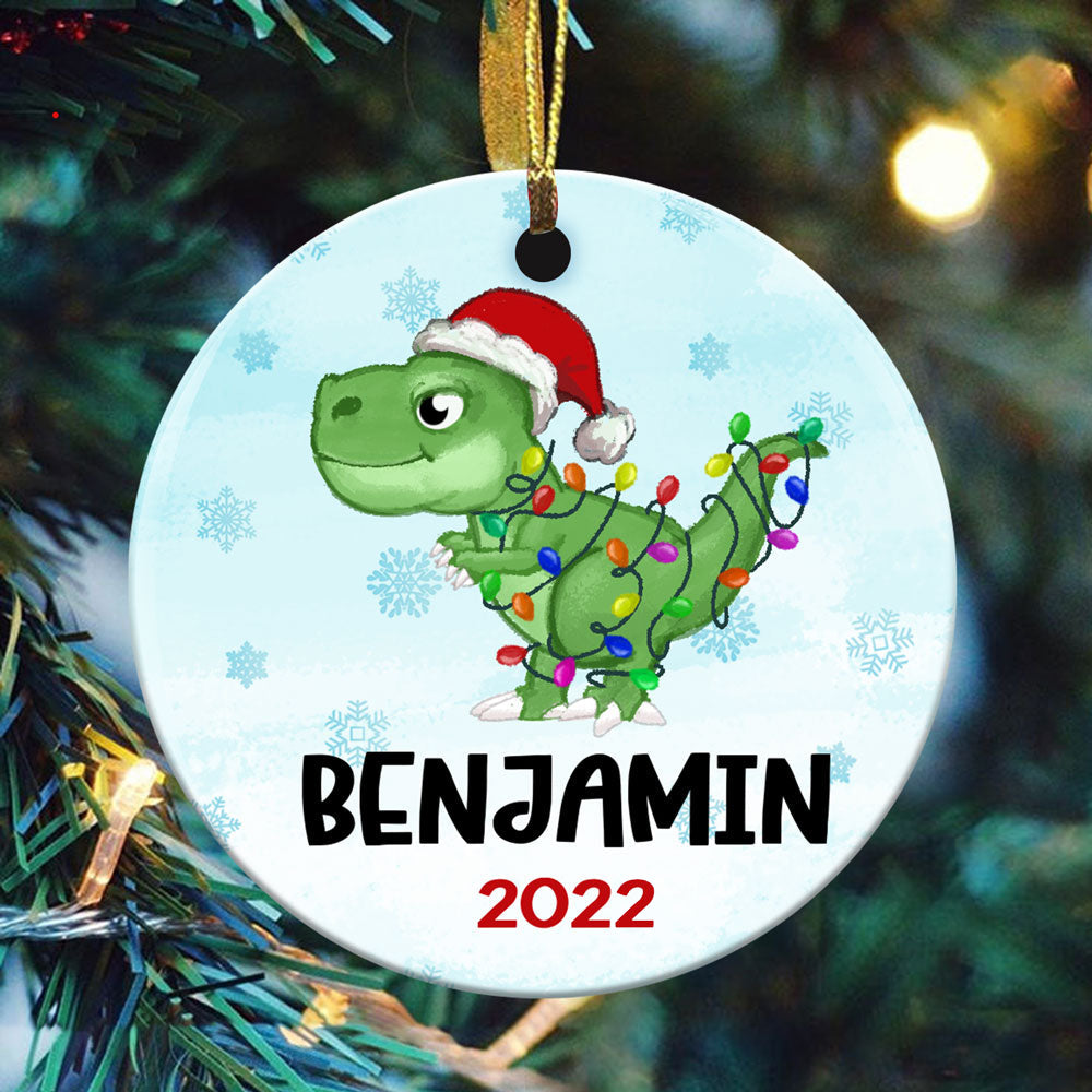 Personalized Newborn Baby Boy Dinosaur Christmas, First Christmas Baby Ornament