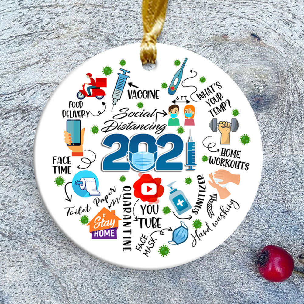 56079-2021 Christmas Ornament, 2021 Pandemic Commemorative Bauble, 2021 Look Back Ornament H0