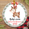 56618-Personalized Baby&#39;s First Christmas Ornament, Reindeer Christmas Ornament for Newborn Ornament H0