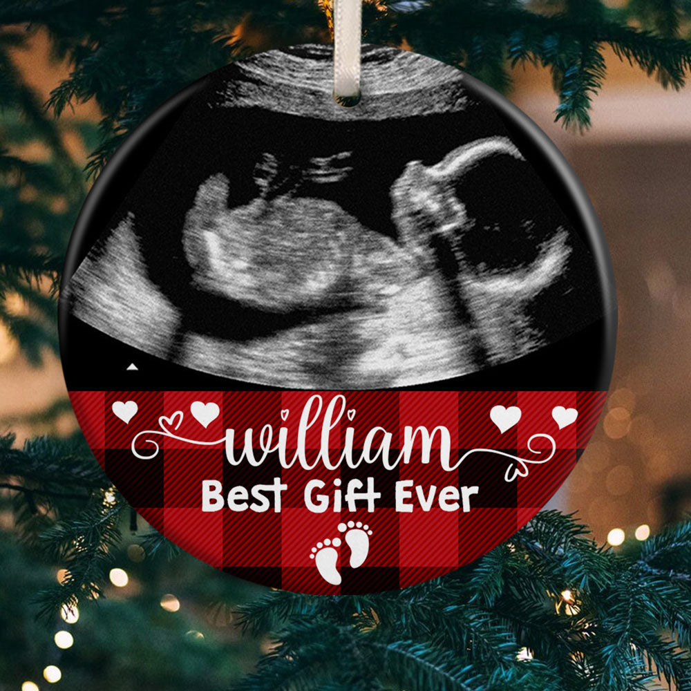 56821-Personalized Baby Ultrasound Photo Ornament, Pregnancy Announcement Gift, Expecting Parents Gift Ornament H0