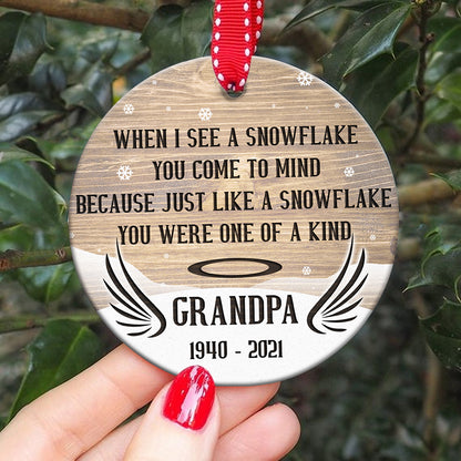 56835-Personalized Memorial Christmas Ornament, In Loving Memory, When I See A Snowflake Ornament H1