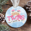 56824-Personalized Twin Baby&#39;s First Christmas Ornament, Pink Twin Girls Newborn Ornament H0