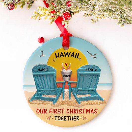 56801-Personalized Our First Christmas Together, Honeymoon Christmas Vacation Ornament H0