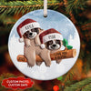 Personalized Sloth Couple Christmas Ornament, Family of 2 Ornament, I Love Sloth Ornament