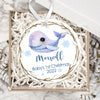 Personalized Boy Baby&#39;s First Christmas, Newborn Baby Whale Ornament