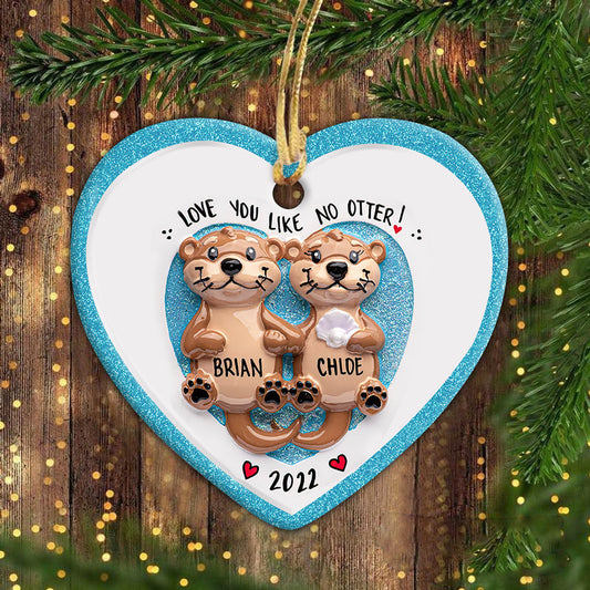 Personalized First Christmas Together, Otter Couple Christmas Ornament