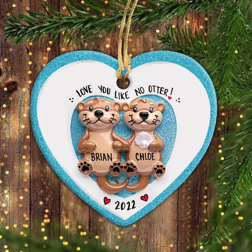 Personalized First Christmas Together, Otter Couple Christmas Ornament