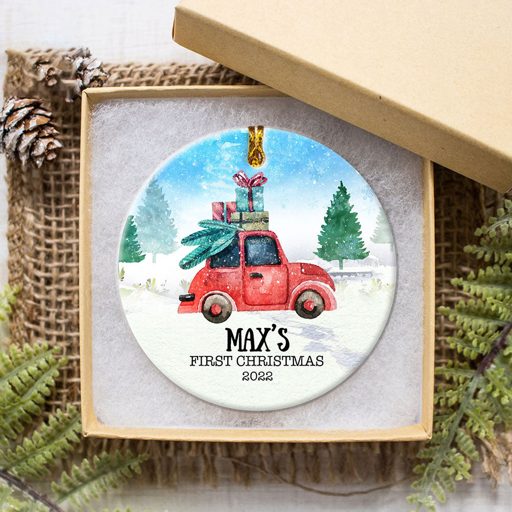 Personalized Baby's First Christmas Truck, Custom Baby Boy Truck Christmas Ornament