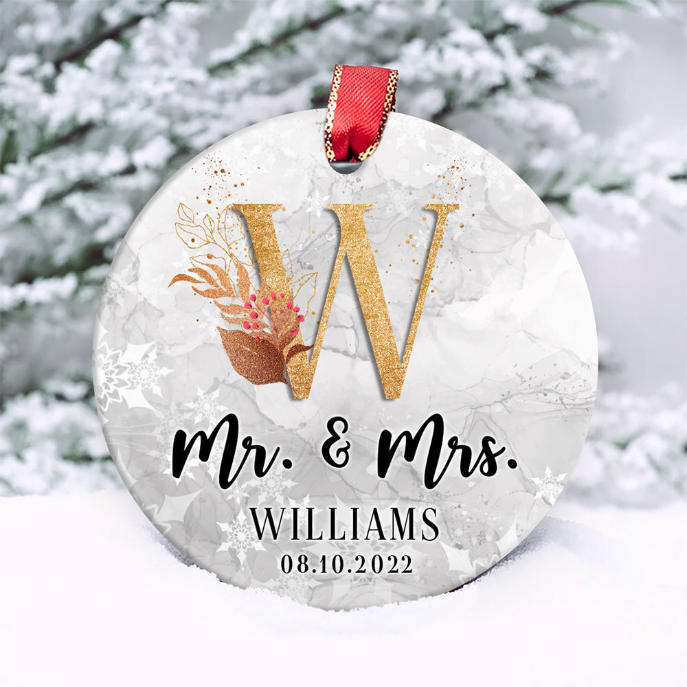 Personalized First Christmas Married Ornament, Mr and Mrs, Wedding Gift Keepsake Christmas Ornament