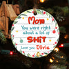 57677-Personalized Funny Gift For Mom, You Were Right About A Lot Of Shit Christmas Ornament H0