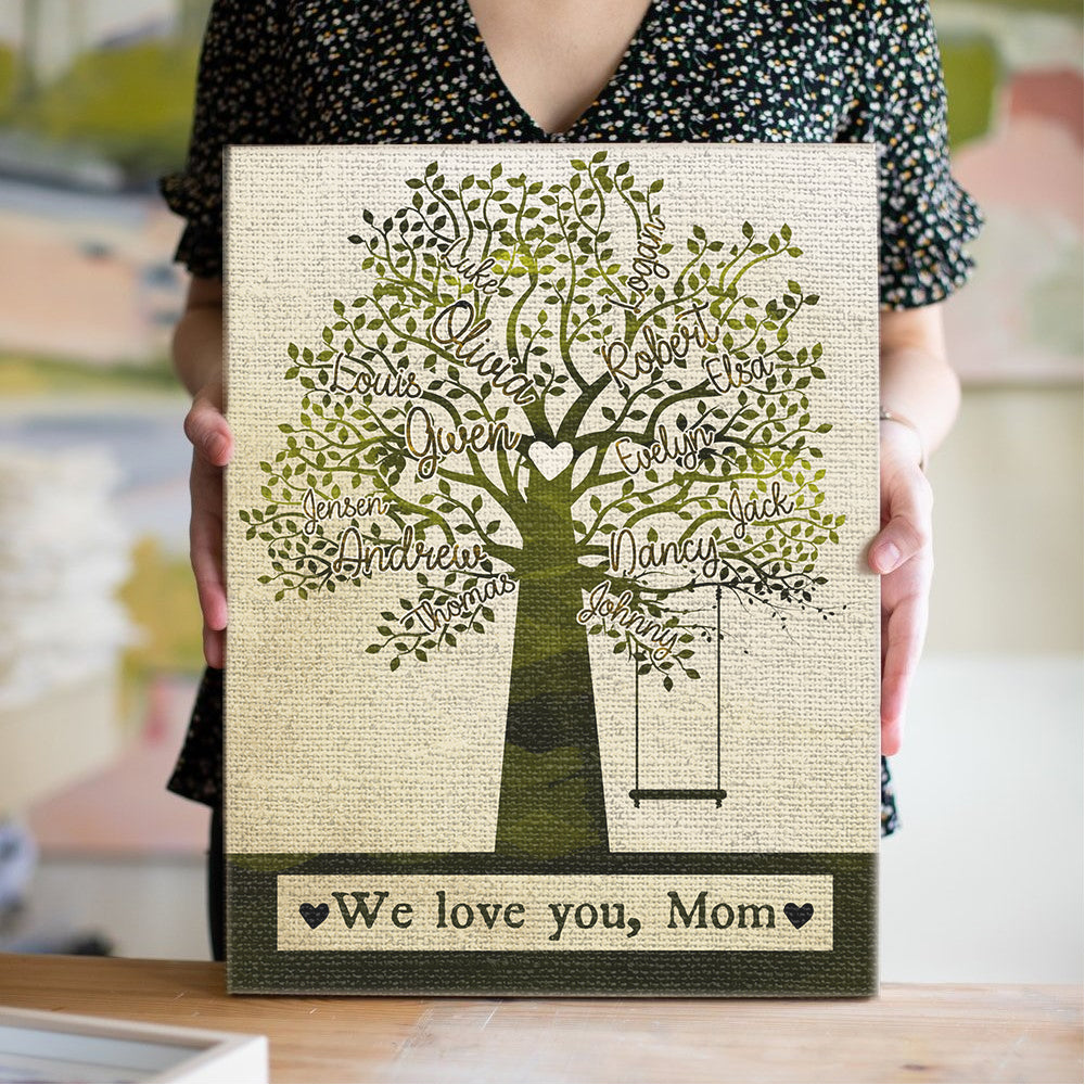 57669-Personalized Gift For Mom, Children's Names Tree Family, We Love You Mother Canvas H0