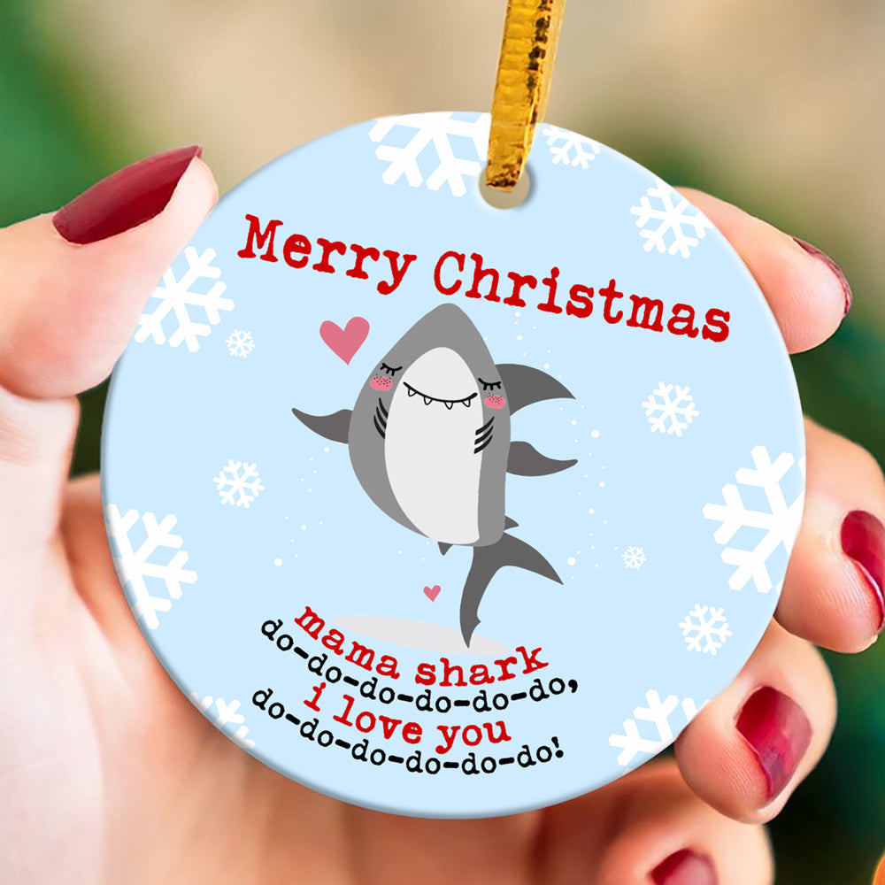 57402-Funny Christmas Gift For Mom, Mama Shark Do Do Do Christmas Ornament H0