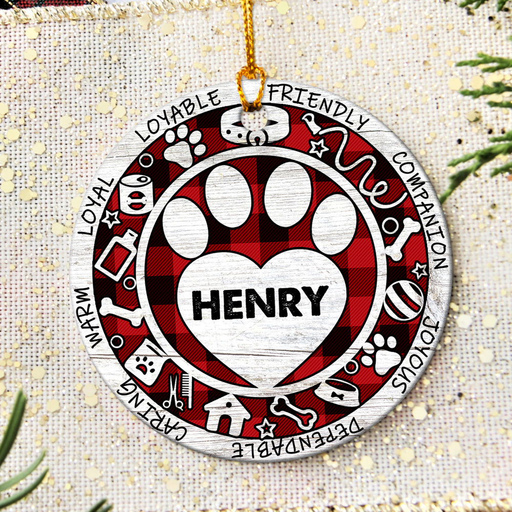 57932-Personalized Pet Christmas Ornament, Dog Name Ornament H0