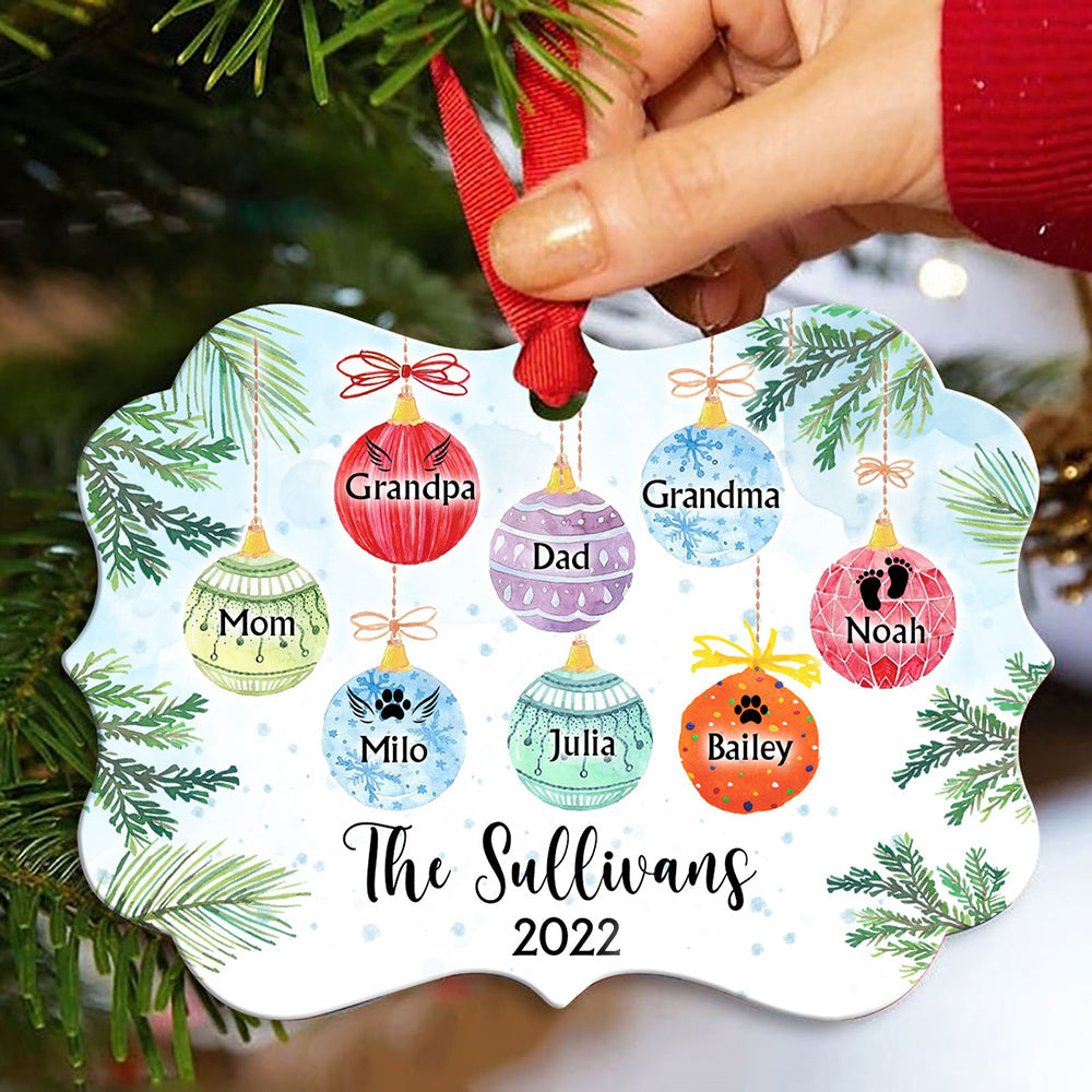 Personalized Family Members Christmas Ornament, Bulbs Christmas Ornament