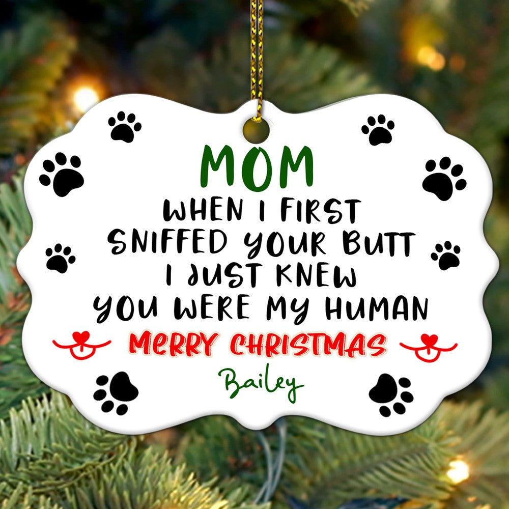 58321-Personalized Funny Dog Christmas Ornament, Gift For Dog Mom, You Were My Human Dog Ornament H0