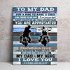 Gift For Biker Dad From Son, Father And Son Riding Partners Canvas